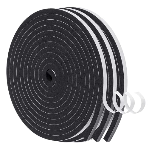 MAGZO Weather Stripping Door Seal, 1/4 Inch Wide X 1/4 Inch Thick Adhesive Foam Tape Soundproof Weatherstripping for Windows, 3 Rolls Total 29.4FT Black - size: 1/4in* 1/4in * 29.4FT