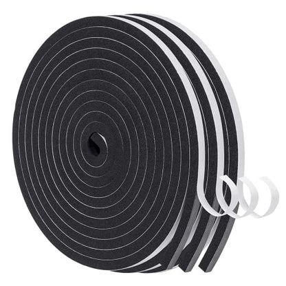 MAGZO Weather Stripping Door Seal, 1/4 Inch Wide X 1/4 Inch Thick Adhesive Foam Tape Soundproof Weatherstripping for Windows, 3 Rolls Total 29.4FT Black - size: 1/4in* 1/4in * 29.4FT