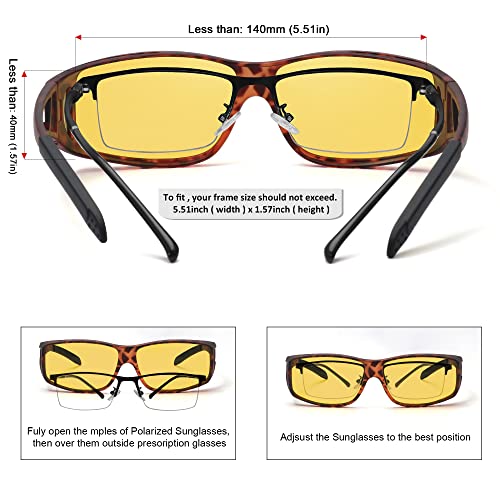 MEETSUN Fit Over Glasses Sunglasses for Men Women,Wrap Around Sunglasses Polarized UV400 Protection - color: (Z1)matte Leopard Frame-night Vision Lens