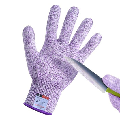 Cutting Gloves, 1 Pairs of Cut Resistant Gloves Food Grade, Cut Resistant Gloves for Kitchen, Oyster Shucking, Fish Fillet Processing, Carving Wood and Gardening(Small-Violet) - color: Violet, size: Small (Pack of 2)
