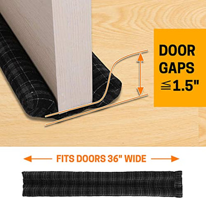 VISEMAN 36 Inch Under Door Stopper - Noise Blocker & Draft Stopper - Machine-Washable Checker Ink Cloth - color: Checker Ink