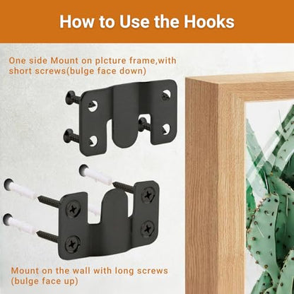 16Pcs Stainless Steel Interlock Hanging Buckle, Flush Concealed Mount Brackets, Z Clip Bracket for Picture Display Art Gallery (S2, Black) - color: Black, size: Small With Screws