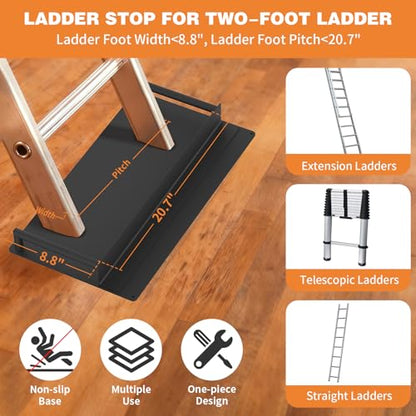 Extension Ladder Stop with Non-Slip Base, Heavy Duty Ladder Stabilizer Fits Ladders Up to 20.7" Wide, Floor Protect Ladder Stabilizer for Telescopic/Straight/Extension Ladders