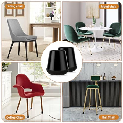 24 PCS Silicone Chair Leg Floor Protectors Small (0.8"-1") Rubber Felt Furniture Pads Chair Legs Caps/Covers for Hardwood Floors, Tile from Scratches & Reduce Noise - Round, Black - size: Small (0.8"-1")