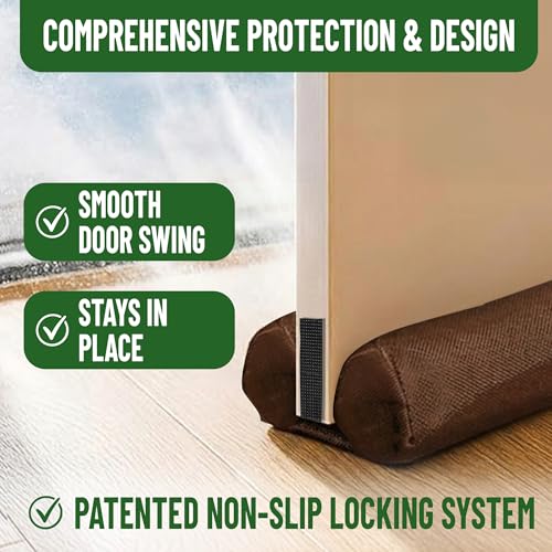 Evelots Door Draft Stopper, Covers Door Gaps up to 2 Inches, Door Noise Blocker, Window Breeze Blocker, Adjustable Door Sweeps, 36 Inches Long, Can be Cut to Size, Brown