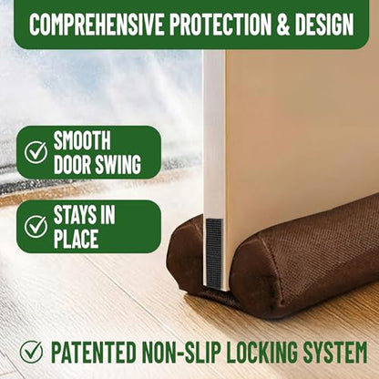 Evelots Door Draft Stopper, Covers Door Gaps up to 2 Inches, Door Noise Blocker, Window Breeze Blocker, Adjustable Door Sweeps, 36 Inches Long, Can be Cut to Size, Brown