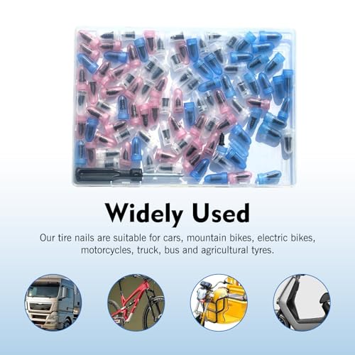 101 PCS Tire Repair Rubber Nail, 3 Size Vacuum Tire Repair Kits Spiral Rubber Screws, Fast Self-Service Tool for Car, Truck, Motorcycle, Tractor Tire Puncture Repair (Black) - size: 101pcs Screwdriver Included