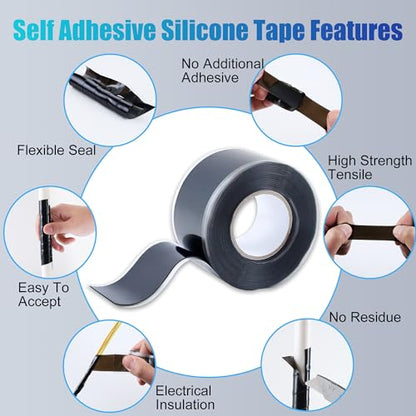 Lichamp Seal Self Fusing Silicone Tape, 1 Inch x 10 Feet x 10 Rolls, Total 100 Feet for Plumbing Leak Repair and Electric Wire Wrapping Tape