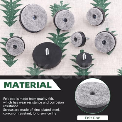 Keadic 40Pcs 4/5"(20mm) Screw-on Furniture Felt Pads Bulk Set, Round Slider Glide Floor Protector for Wooden Furniture Chair Tables Leg Feet (Black) - size: 4/5"(20mm)