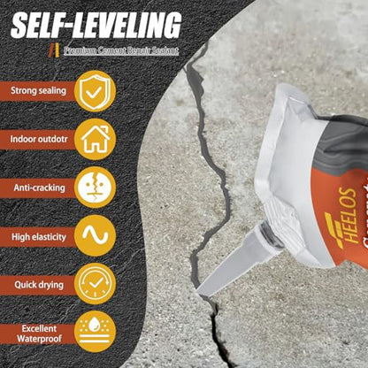 Concrete Crack Filler, 9Packs Premium Concrete Crack Sealant, Weather-Resistant Caulking Glue,Quick-Drying & Waterproof Repair Adhesive for Slabs, Driveways, Sidewalks (Grey) - style: 9Pack-9.9LB