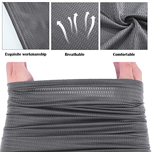 Geyoga Neck Gaiter Bandana Face Mask Summer UV Protection Cooling Breathable Face Mask Neck Scarf Balaclava for Men Women - color: Dark Gray, Light Gray