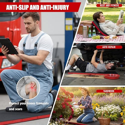 Foldable Mechanic Mat, 46.46''x19.29'' Extra Large Heavy Duty Cushion Pad, Waterproof Mechanics Pad for Ground, Garage, Gardening, Knees Protection, EVA Mechanic Mat for Working Under Car