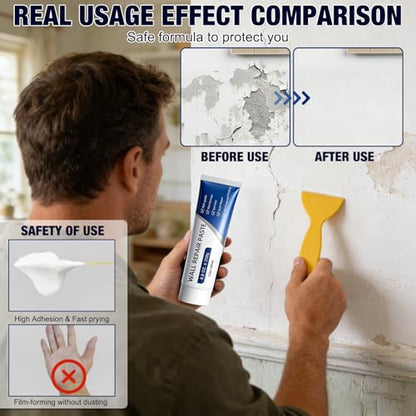 2 Pack Efficient Drywall Repair Kit with Scraper, Quick Drying Wall Repair Paste for Wall Holes, Cracks, Scratches and Graffiti for Holes Cracks Scratches Home DIY Use