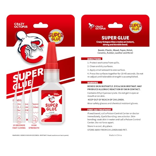 Super Glue, 20g Quick-Dry Strong Adhesive for Plastic, Metal, Wood, Leather, Shoe, Rubber, Glass, Fast Bonding Multi-Purpose Clear Glue for Home Repairs, DIY Crafts - color: 20g