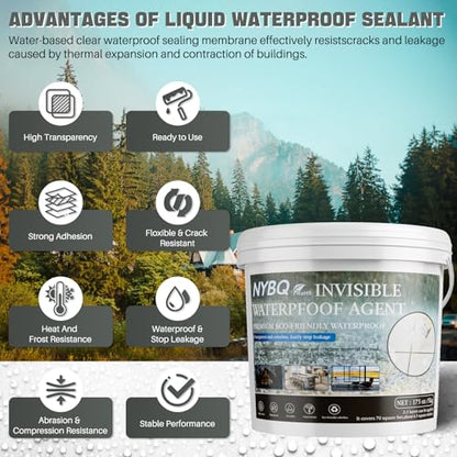 NYBQ Waterproof Sealant Coating 175oz, Transparent Invisible Waterproof Agent, Super Strong Anti-Leakage Polyurethane Coating for Bathroom, Roofs, Kitchen, Patio, Walls, Indoor & Outdoor - style: 175OZ