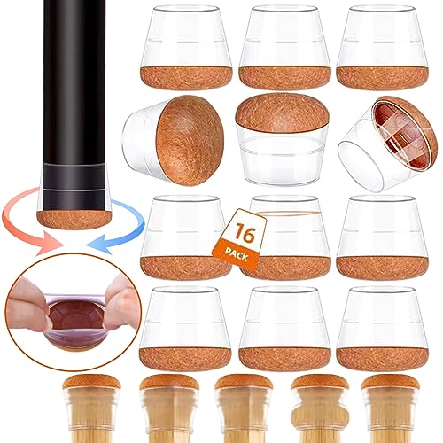 Chair Leg Protectors for Hardwood Floors, Felt Chair Furniture Pads feet Covers for Wood Hardwood Floors Protector, Clear Square Silicone Felt Pads for Smooth Moving 16Pcs (Fit 1.2 "to 1.4") - size: Large (Fit 1.2 "to 1.8")