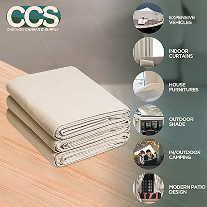 CCS Canvas Drop Cloth for Painting – All Purpose Cotton Duck Cloth Tarp for Curtains, Tablecloths, Backdrops – Washable & Reusable Floor Cover & Dust Sheet for Furniture (6-Pc, 9x12 Ft) - size: 9 by 12 Feet (Set of 6)