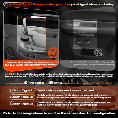 22818471 Front Right Passenger Side Armrest Repair Kit Compatible with 2010-2014 Chevy Silverado and GMC Sierra 1500 2500HD 3500HD, Designed for Door Panel with Release Handle Below Armrest, Gray - color: 22818471 Gray Passenger Side Armrest