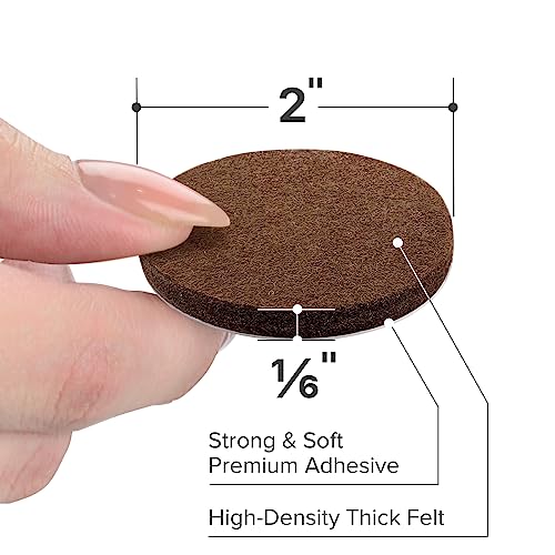 X-Protector Felt Furniture Pads - 24 Pcs 2" Round - Chair & Floor Protectors - For Hardwood Floors - Protect Your Floors! (Brown) - size: 2" 24 Brown, Round