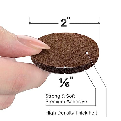 X-Protector Felt Furniture Pads - 24 Pcs 2" Round - Chair & Floor Protectors - For Hardwood Floors - Protect Your Floors! (Brown) - size: 2" 24 Brown, Round
