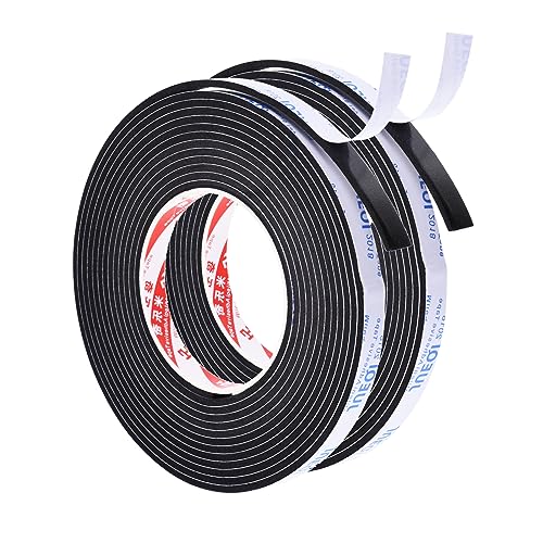 PATIKIL 5m/16.4ft Sealing Foam Tape, 2 Rolls 12mm Wide 3mm Thick Single Sided Weather Stripping Door Seal Strip for Window Door Insulation, Black - size: 5mx12mmx3mm
