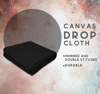 ZUPERIA Black Drop Cloth (4 x 15 Feet - Pack of 2) - Pure Canvas Drop Cloth for Painting, Curtains & Floor Protection Washable & Reusable Tightly Woven Paint Cover for Multipurpose use - size: 4 x 15 - 2 Pack