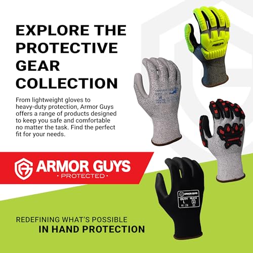 Armor Guys 00-810 Kyorene Pro Graphene Black Nitrile Work Gloves (ANSI Cut Level A1) – Touchscreen Compatible, Ergonomic, Light Gloves for Gardening, Warehousing & Maintenance – Medium (12 pairs) - size: Medium (Pack of 12)