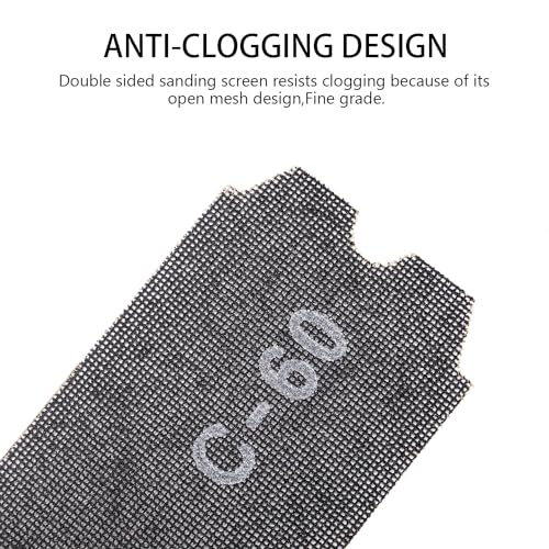 SCOTTCHEN Drywall Sanding Screen Mesh Sheet 4-3/16" x 11-1/4" Grit #60-12pcs - style: #60-12pcs