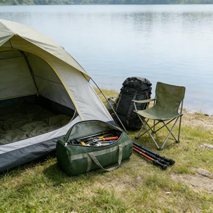 Heavy-Duty Canvas Tool Bag | Wide-Mouth Tote for Mechanics & Woodworkers | High Capacity Portable Storage for Wrenches, Screwdrivers, Pliers & More GREEN