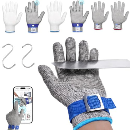 Cut Resistant Gloves Food Grade & Stainless Steel Mesh for Oyster Shucking Butcher Work Kitchen Meat and Fish Slicing Lightweight Breathable Anti-Cut Gloves(2 Pcs -Size: 10/X-Large) - size: X-Large, style: Level 9 Cut Resistant (Pack of 2)