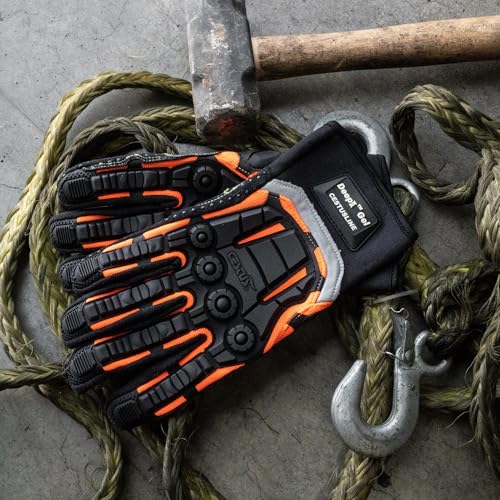 Cestus 3045, Impact Gloves (1,3,10,50 Pairs) Dense Fabric Palm with Dots, Gel Padded Palm, Heavy Duty Safety Work Gloves - size: X-Large, style: 1 Pair