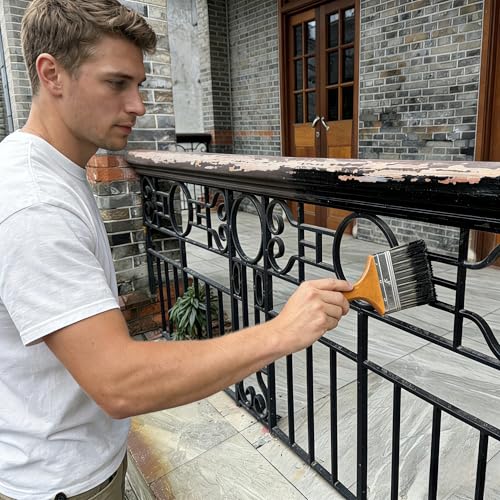 Great Andrew 4" Paint Brush Wood Handle, Large Wide Brush for Painting Walls, Fences, Trim, Home, Interior&Exterior, for All Latex, Oil Paints&Stains, Utility Disposable Brush - size: 1 pcs - 4-inch