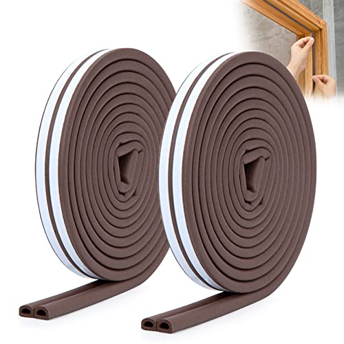 YOUSHARES Door Draft Excluder - 10m/33ft Door Seal for Windows Self Adhesive Foam Door Insulation Strip for Windows Door Weather Stripping Draft Excluder Strip 33 Feet (Brown) - color: 10m/33ft Brown