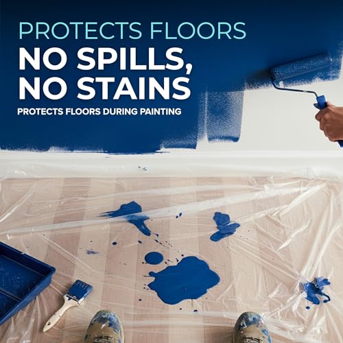 Painters Plastic Drop Cloth (12 Pack), 9x12 Feet, Plastic Tarp Dust Cover, Plastic Covers for Furniture, Plastic Drop Cloth for Painting, Painting Tarp