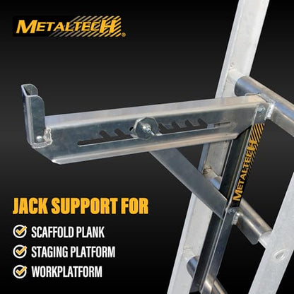 Metaltech Jobsite Series 3-Rung Ladder Jack 2-Pack E-LJ30P, Aluminum Jack for Scaffolding Extensions and Work Platforms, Scaffold, Masonry, Painting, and Roofing Tool for Job Site and Home Improvement - size: 2 Unit 3 Rung