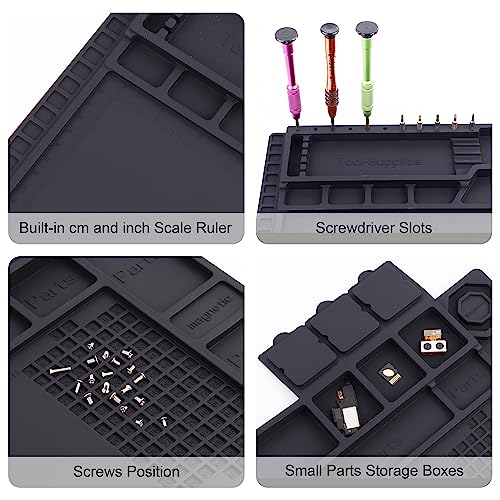 Premium Heat Resistant 932°F Magnetic Silicone Soldering Mat Electronics Work Mat for Computer Cell Phone Laptop Repair, BGA Soldering Gun Iron Workbench Protection