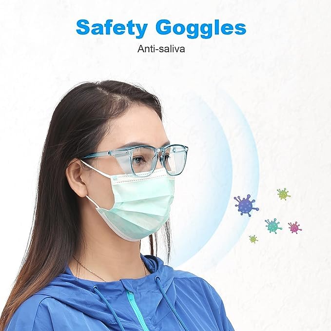 Stylish Safety Glasses Goggles for Women Girls Anti-fog Glasses Protective Eyewear Clear Glasses - color: Blue+tortoise+grey