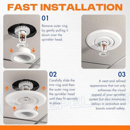 Extension Trim Ring for Recessed Fire Sprinkler Escutcheons - White Oops Ring Cover Holes Up to 5 Inches when Paired with Recessed Escutcheon - Covers Miscuts, Damaged Drywall Around Sprinkler Heads - color: White, size: 1 Pack