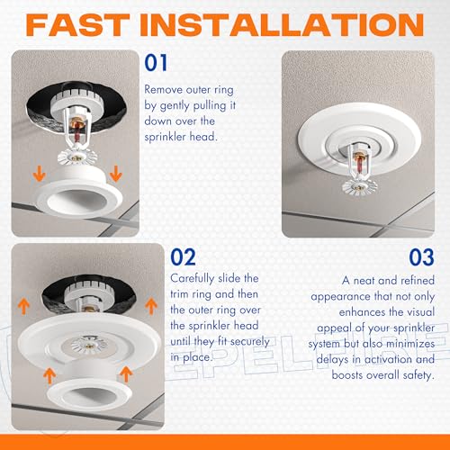 Extension Trim Ring for Recessed Fire Sprinkler Escutcheons - White Oops Ring Cover Holes Up to 5 Inches when Paired with Recessed Escutcheon - Covers Miscuts, Damaged Drywall Around Sprinkler Heads - color: White, size: 12-Pack