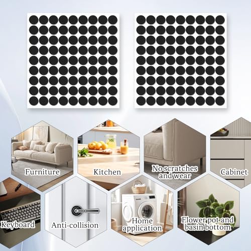 162Pcs Black Felt Pads for Chair Legs 1" Felt Furniture Pads 1 inch Non Slip Felts Pad Chair Feet Felts for Hardwood Floors Non Slip Self Adhesive Furniture Feet Table Leg Pad, Round