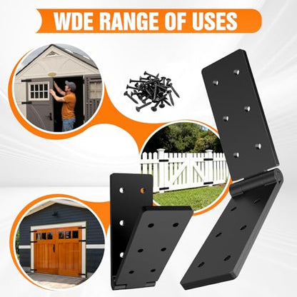 Heavy Duty Hinges 270 Degree Folding Hinge for Bifold Doors, Double-Layer Black Iron Outdoor Gate Hinge 6PCS - size: Black-6PCS