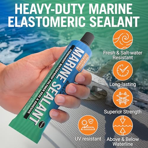 Marine Sealant and Adhesive, Waterproof Marine Grade Caulk, High-Temperature Water Sealant for Boat, Auto, and RV, Silicone-Free, Black, 1 Tube, 3 Oz - color: Black, size: 3 oz