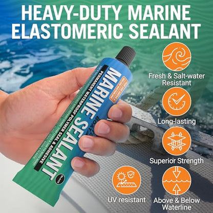 Marine Sealant and Adhesive, Waterproof Marine Grade Caulk, High-Temperature Water Sealant for Boat, Auto, and RV, Silicone-Free, Black, 1 Tube, 3 Oz - color: Black, size: 3 oz
