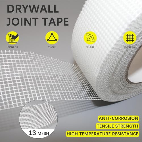 Drywall Joint Tape, 2" x 400 Feet Self-Adhesive Fiberglass Drywall Repair Mesh Tape for Wall Cracks and Seam Patch, 4 Rolls - size: 2" x 400ft,4 pack