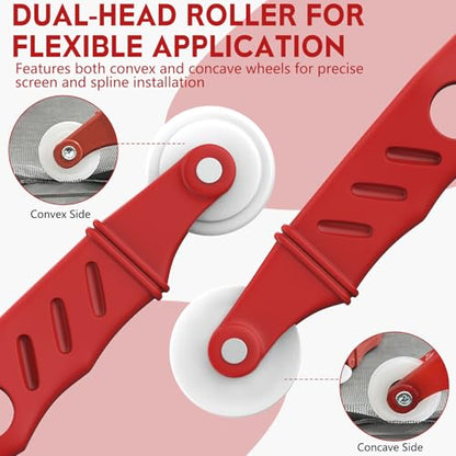 Screen Roller Tool Set with Spline Removal Hook, 2pcs Window Screen Roller for Screen Installation Repair Replacement, Durable Screen Spline Tool Kit for Window Sliding Door Patio RV