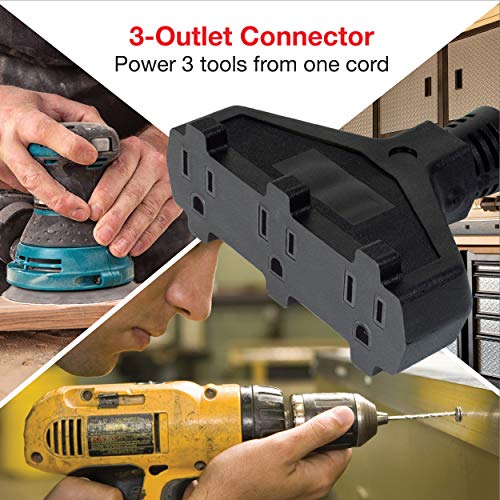 Clear Power 25 ft 14/3 SJTW 3 Outlet Heavy Duty Outdoor Extension Cord, Water, Weather & Kink Resistant, Flame Retardant, Yellow, 3 Prong Grounded Plug, CP10124