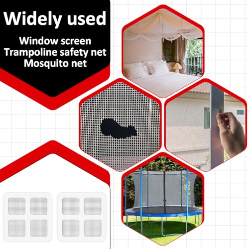 30pcs 4 Inches Window Screen Repair Patches Kit, Gray Self-Adhesive Mesh Patch Repair Kit, Portable Screen Tape, Tent Patch Kits for Camping, Window and Door Mesh Tears Holes