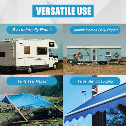 RV Underbelly Material RV Underbelly Tape, 6'' x 20' Waterproof Tape with Permanent Sealing Adhesive for Camper Travel Trailer, Mobile Home, Tear Repair Patch - size: 6 Inch X 20 Feet