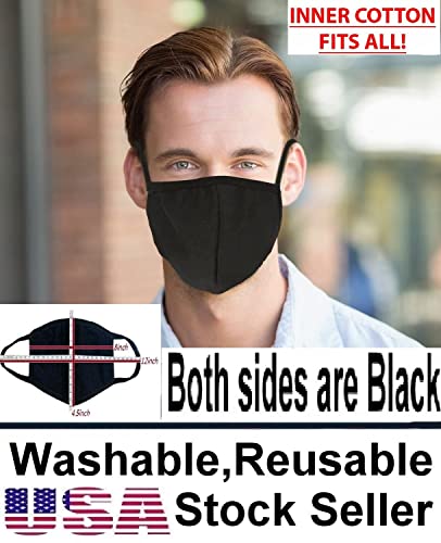 GALAXYLENSE 5 Packs Cotton Washable,Reusable Black Face Mask, Mouth Cover Breathable For Personal Care Protection - color: Black Packs 50