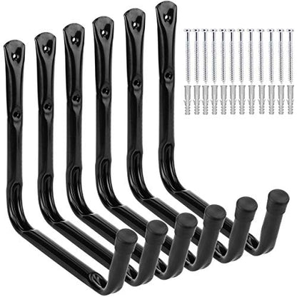 Heavy Duty Garage Storage Hooks, Wall Mounted Utility Hanging Rack for Surfboard, Ladder, Bike, Folded Chairs - size: 9.5Inch x 13Inch